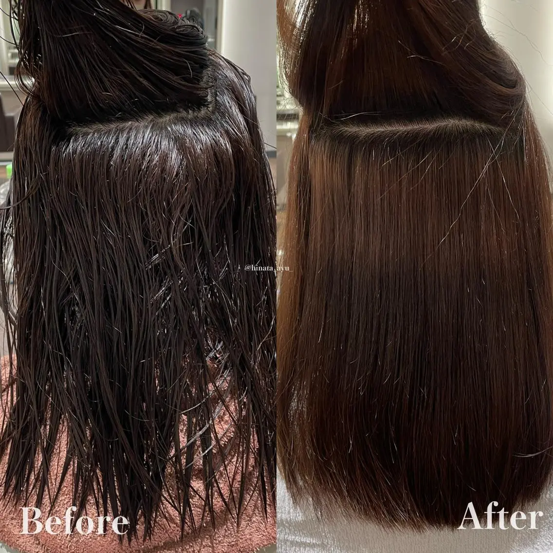セミロング パーマ セミロングパーマ 縮毛矯正 ストレートパーマ ひなた あゆみのヘアスタイル