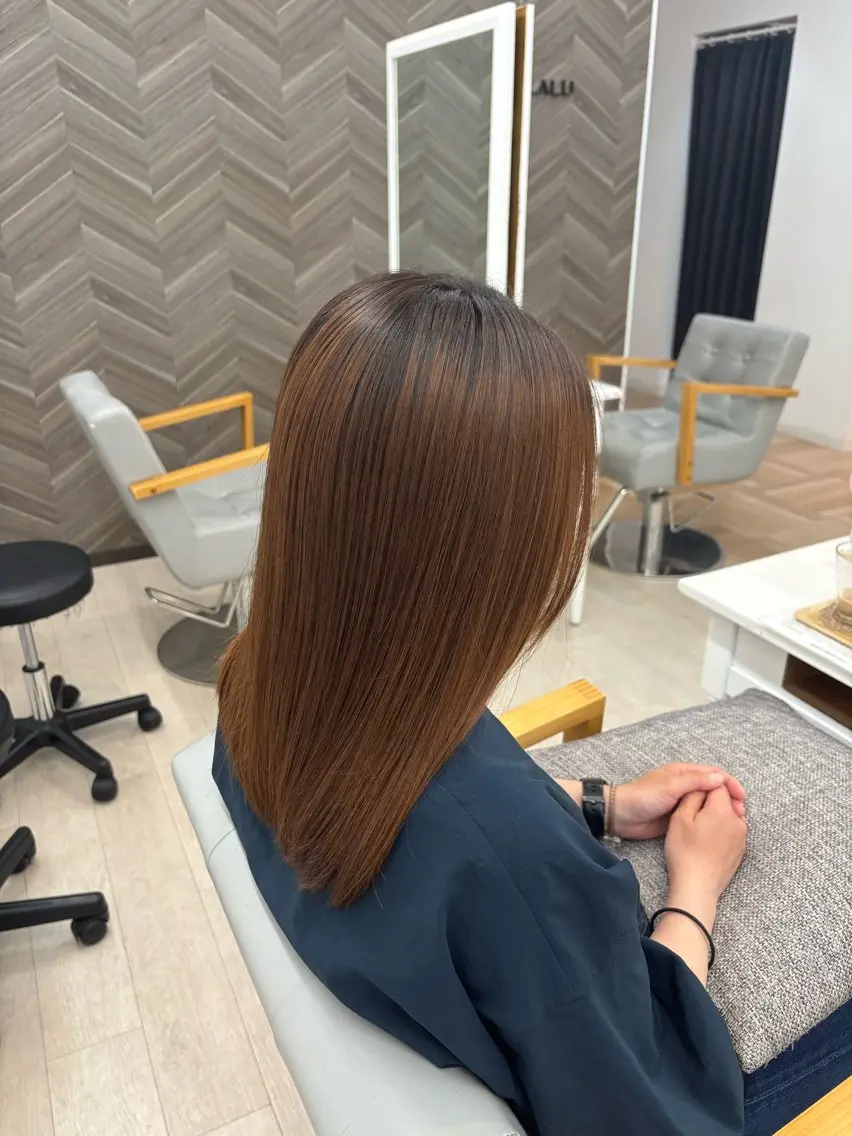 ミディアム 縮毛矯正 ワタセ ヒメカのヘアスタイル