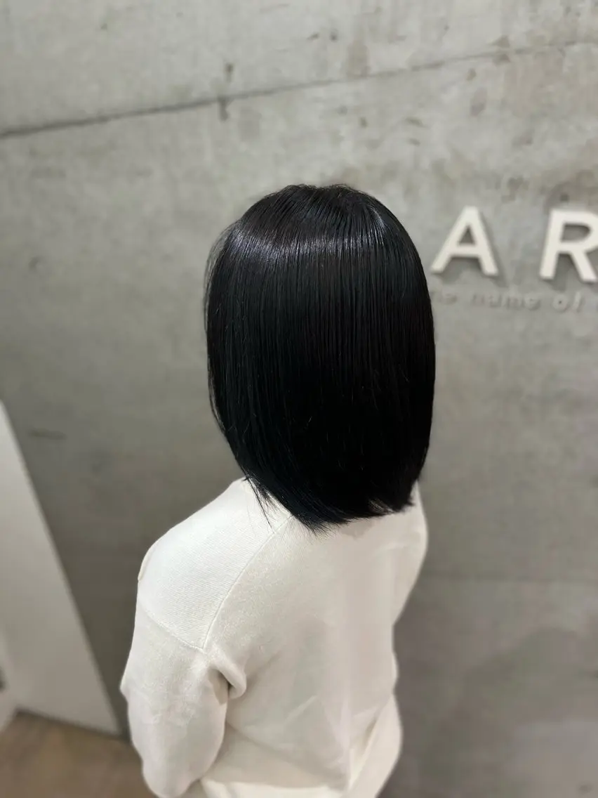 カラー 黒髪 ブルーカラー ブルーブラック 梅田 メンズWカラー 大畑 蒼空のヘアスタイル