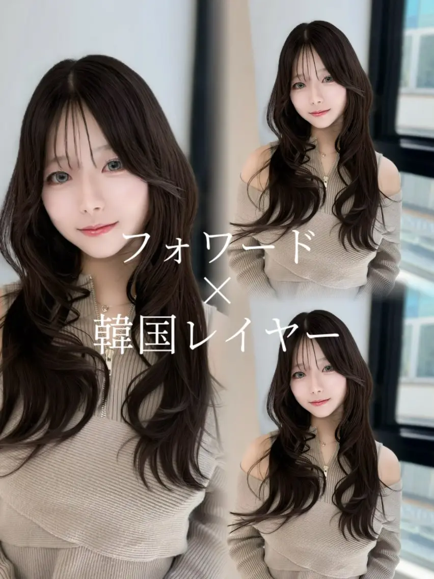 ロング くびれヘア 顔周りカット 髪質改善 韓国風ヘア レイヤーカット 平山 翔意のヘアスタイル