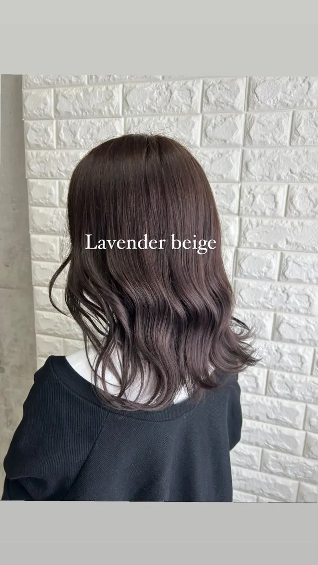 ミディアム カラー ベージュカラー ラベンダーカラー ラベンダーベージュ Rin♡透明感ピンク 🎀白肌ラベンダーのヘアスタイル