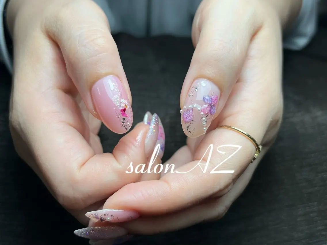 ネイル アートネイル 長さ出し フットネイル フレンチネイル ジェルネイル salon AZのネイルデザイン