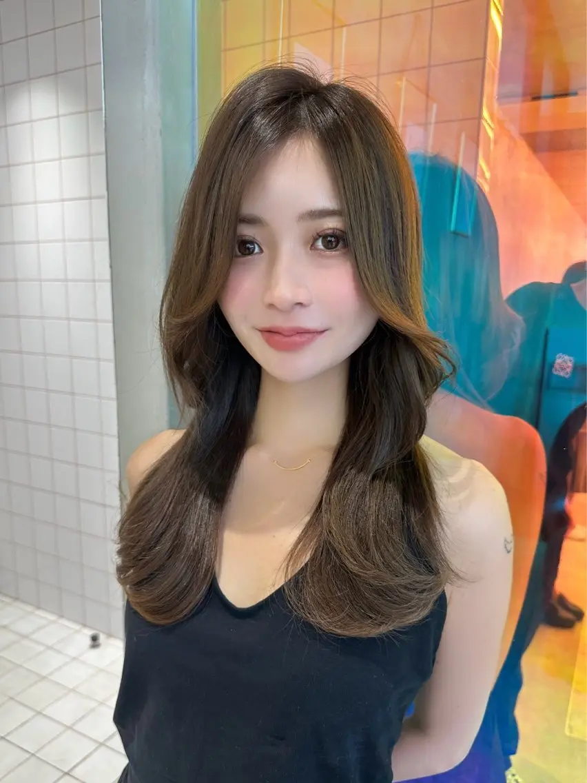 ロング レイヤーカット トリートメント カット ヘアカラー トリートメント ✨縮毛矯正✨レイヤー ホウダカズヒロのヘアスタイル