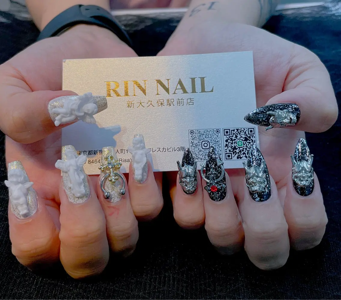 ネイル クリアネイル フレンチネイル ジェルネイル 韓国ネイル マグネットネイル Rin Nail 新大久保店のネイルデザイン