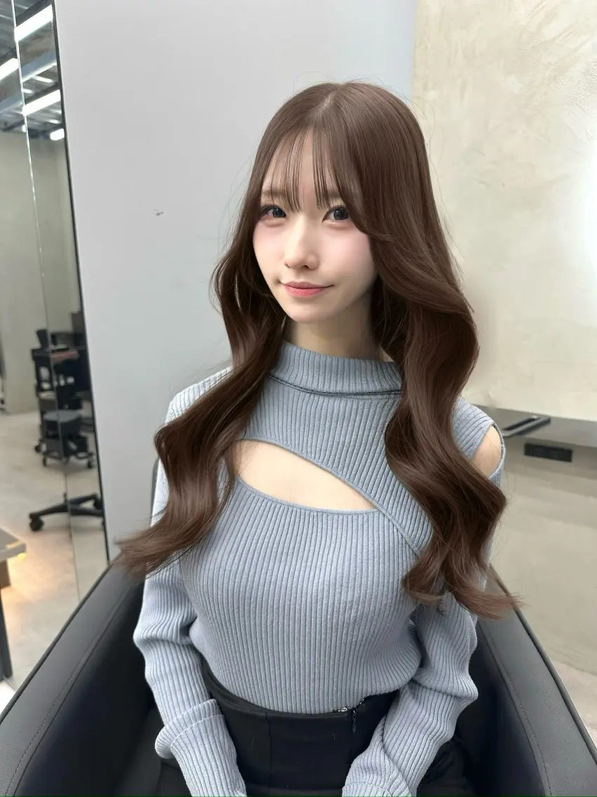 ロング カット ヘアカラー トリートメント 韓国/ワンホンヘア 髪質改善/MaCoのヘアスタイル