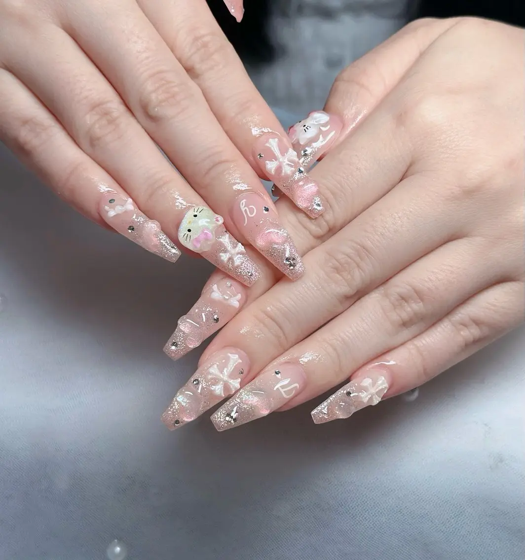 ネイル ハート キラキラネイル リボン ハンドネイル キノコ H.babynailのネイルデザイン