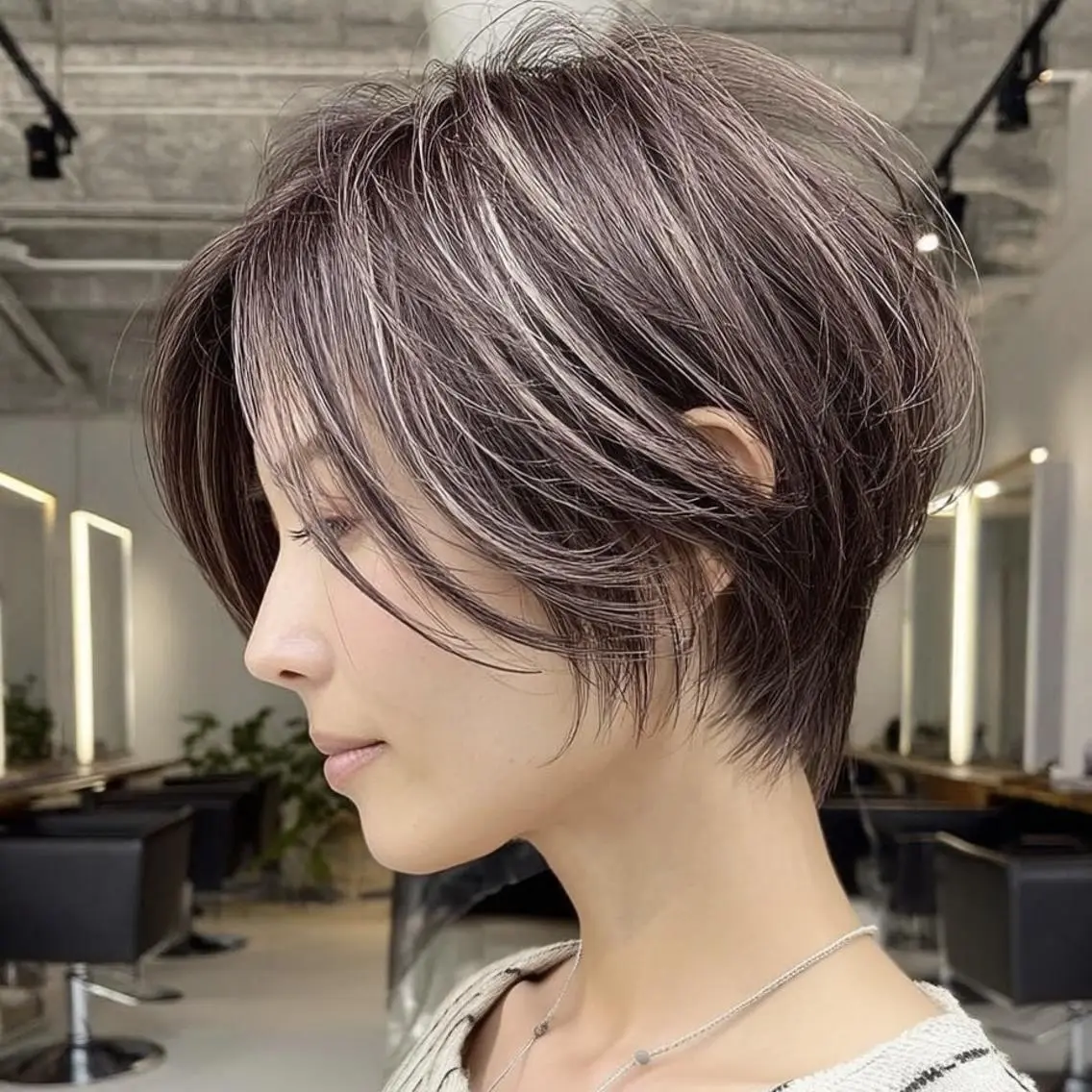 ショート カラー ハイライトカラー ハイライト スガト 🎨透明感カラー✨️のヘアスタイル