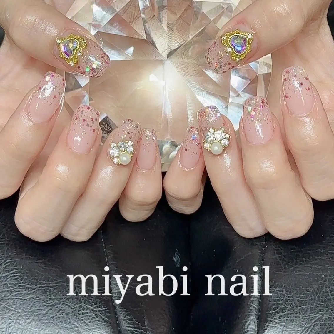 ネイル ジェルネイル キラキラネイル ラメ(グリッター) 持ち込み ハンドネイル miyabi nail 桂川駅近くのネイルデザイン
