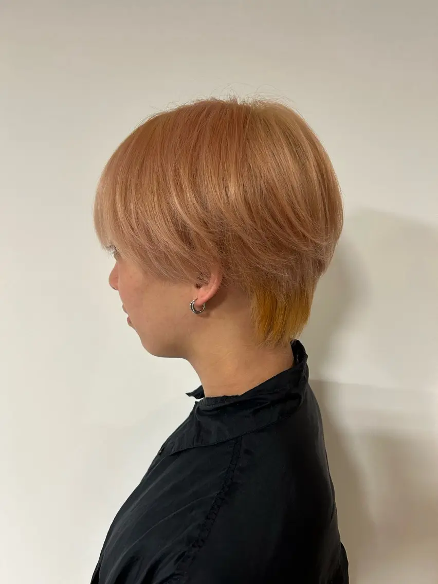 ショート カラー メンズ オレンジ ピンクカラー 山本 純大のヘアスタイル