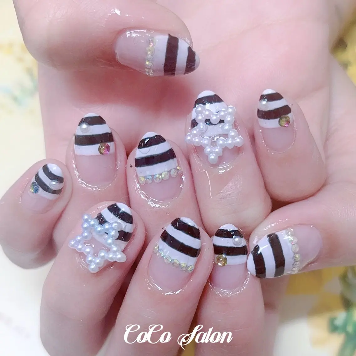 ネイル ボーダー フレンチネイル ハンドネイル CoCoSalon ネイル/まつ毛予約のネイルデザイン