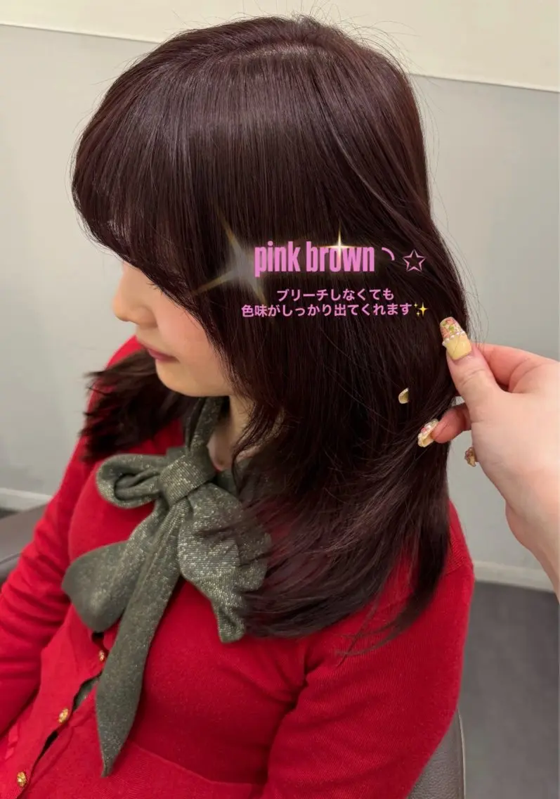 ミディアム カラー ブリーチ ブリーチなしカラー ピンクカラー 🍬カラー特化🍬 Kirari🪄のヘアスタイル