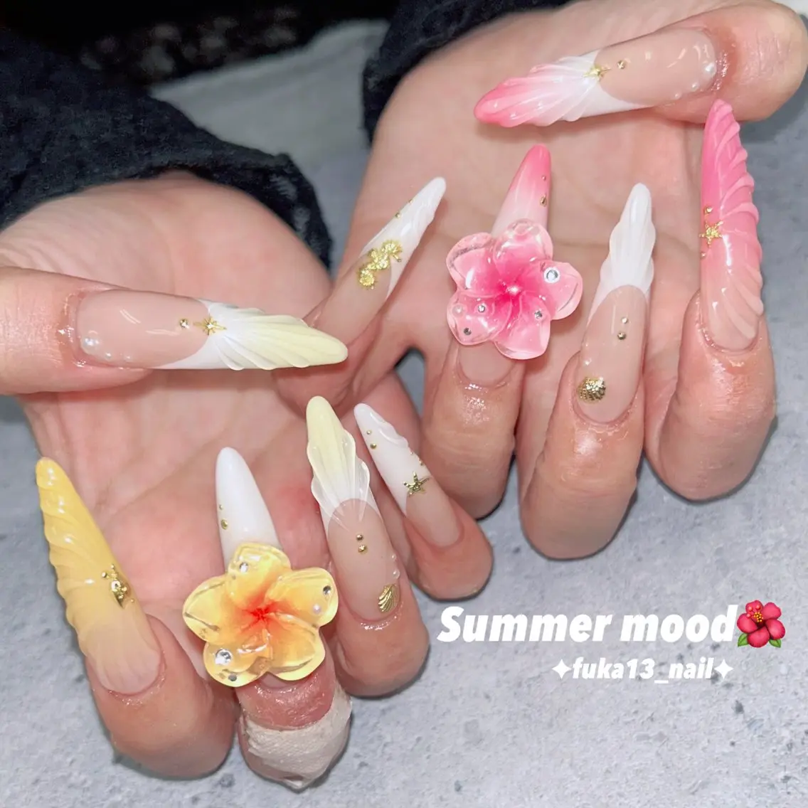 ネイル 長さ出し スカルプネイル 夏ネイル Nail♡Fuka. /6月予約受付中のネイルデザイン