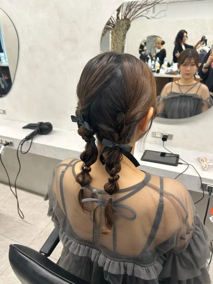 ロング ヘアアレンジ ヘアセット 🎀HARU/ボブ/ セット/赤み消し🫧のヘアスタイル