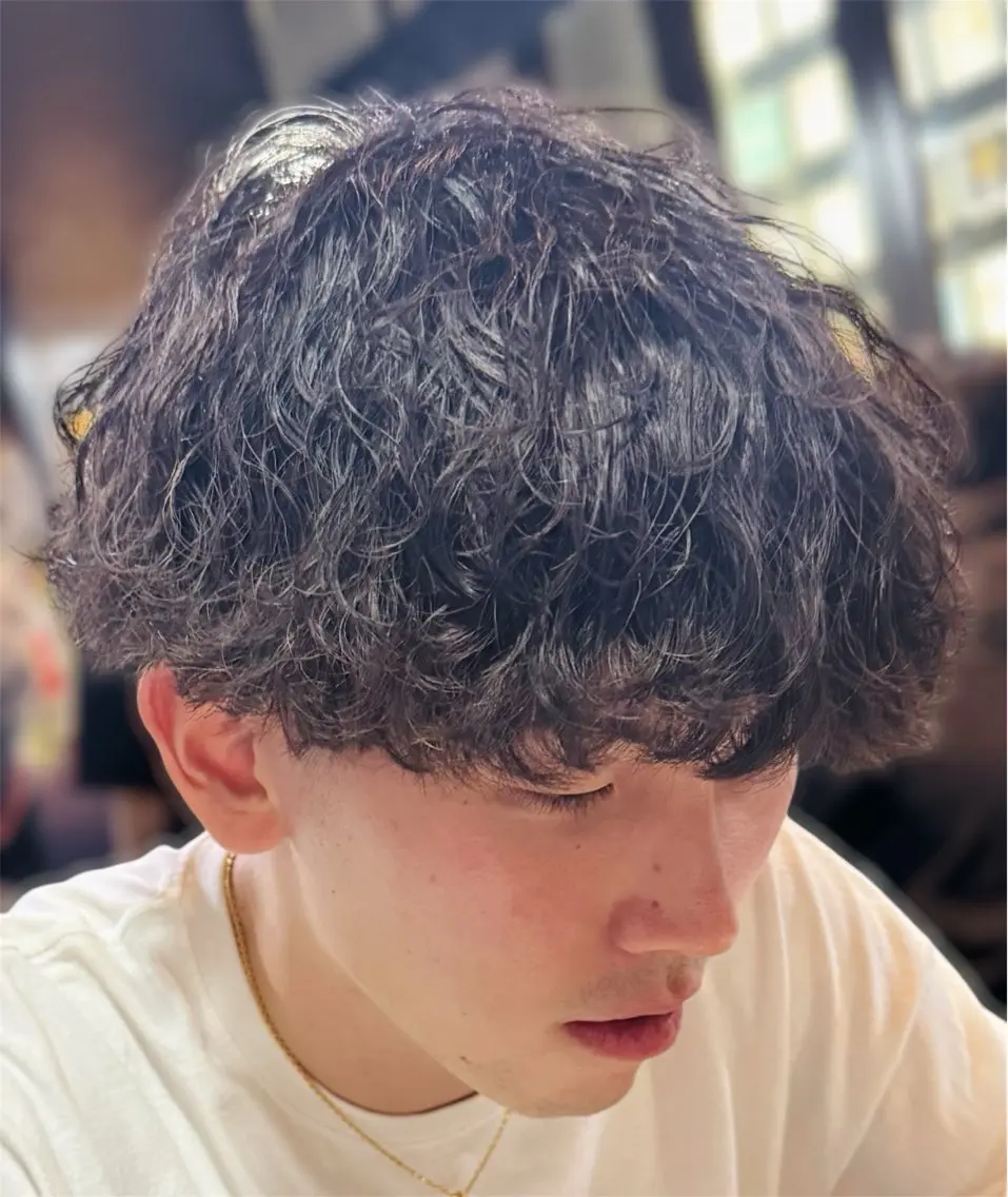 ミディアム メンズ 波巻きパーマ カット パーマ 焼津メンズパーマ特化 大石雄生のヘアスタイル