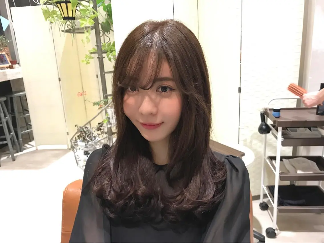セミロング カラー シースルーバング メンズ指名多数!! 田島史也のヘアスタイル