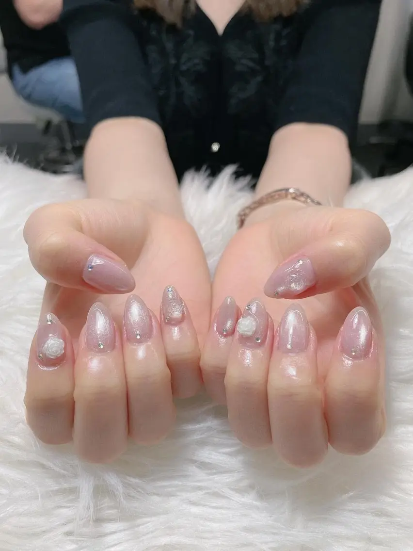 ネイル 長さ出し フレンチネイル グラデーション 韓国ネイル マグネットネイル ハンドネイル Lannie nailのネイルデザイン