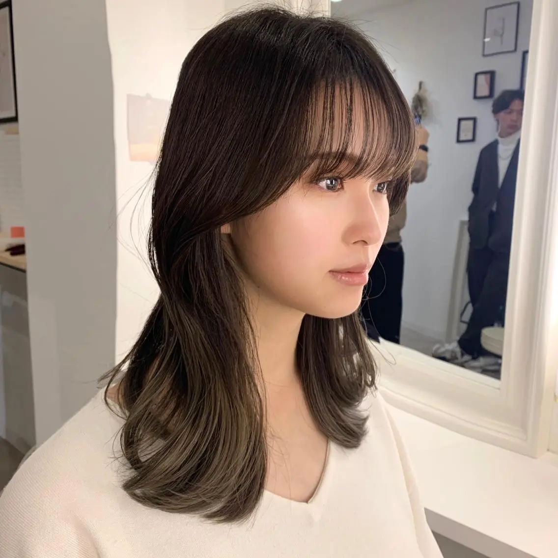 ミディアム くびれヘア 韓国風ヘア カット トリートメント 小田裕也 チャンモリパーマのヘアスタイル