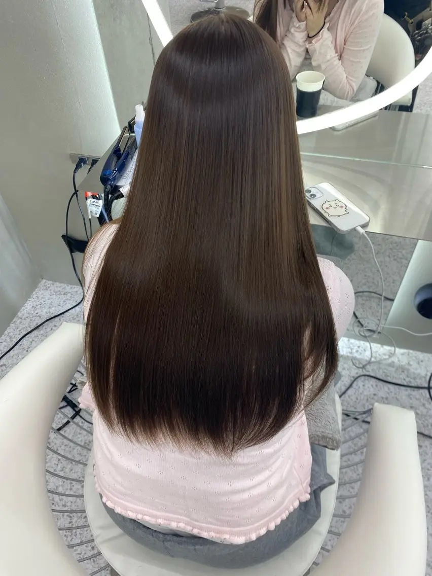 ロング 縮毛矯正 トリートメント 髪質改善/はるみ🌙 赤み消しカラーのヘアスタイル