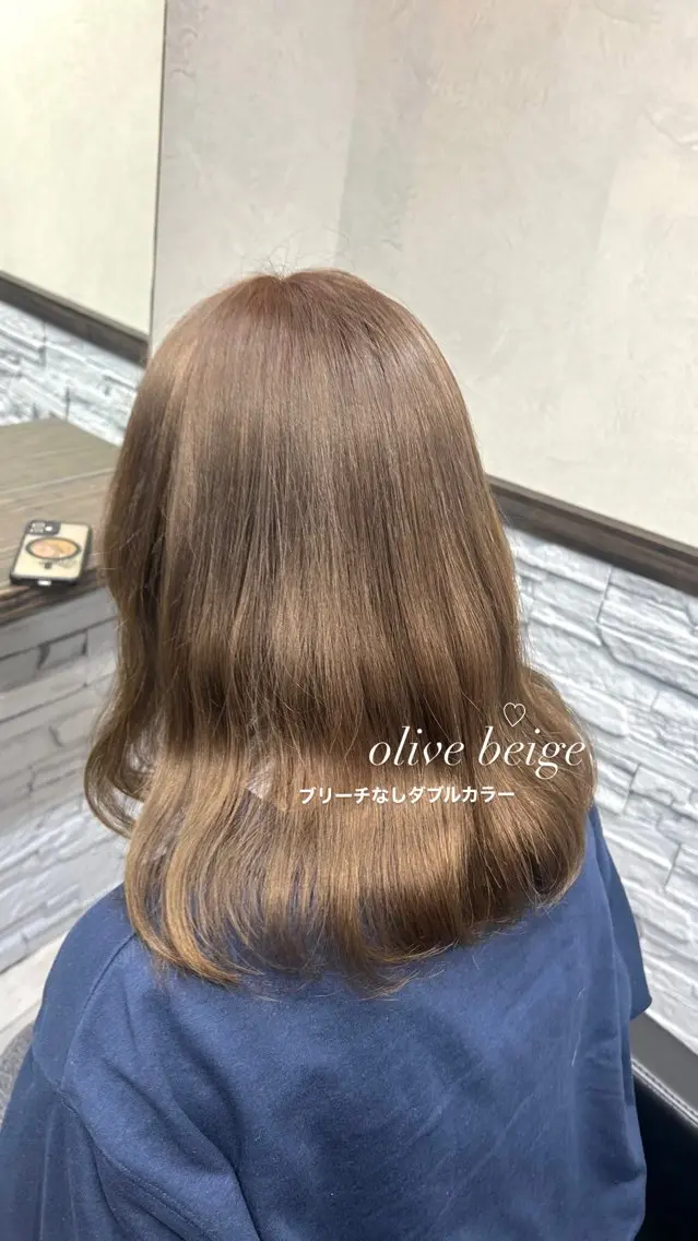 ミディアム カラー ベージュカラー ブリーチ 透明感カラー ブリーチなしカラー オリーブベージュ moe🎀 透明感カラーのヘアスタイル