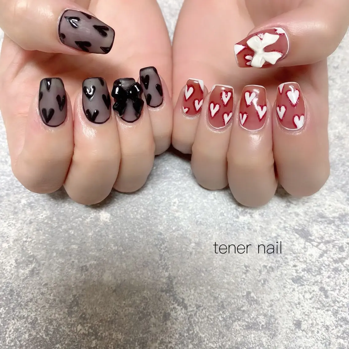ネイル ハート リボン テネルネイル tener nailのネイルデザイン