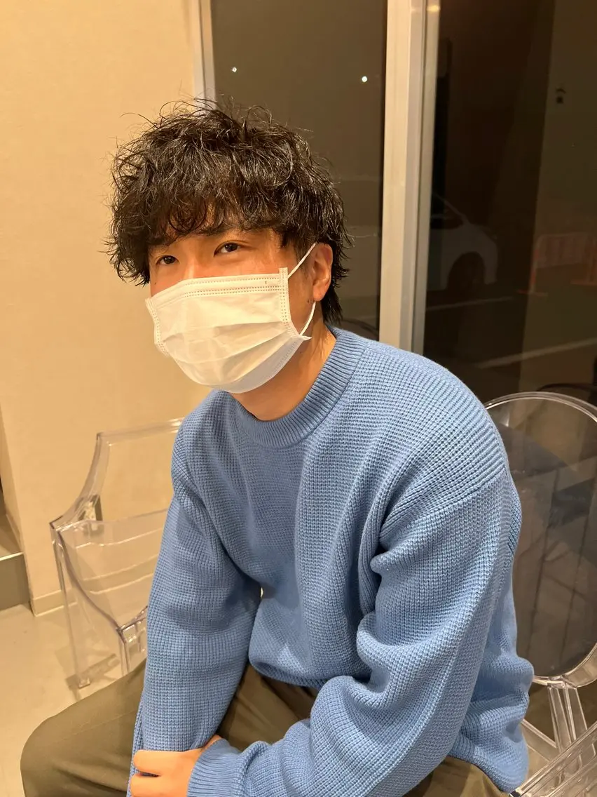 ショート パーマ メンズ カット パーマ 奥谷 魁士のヘアスタイル