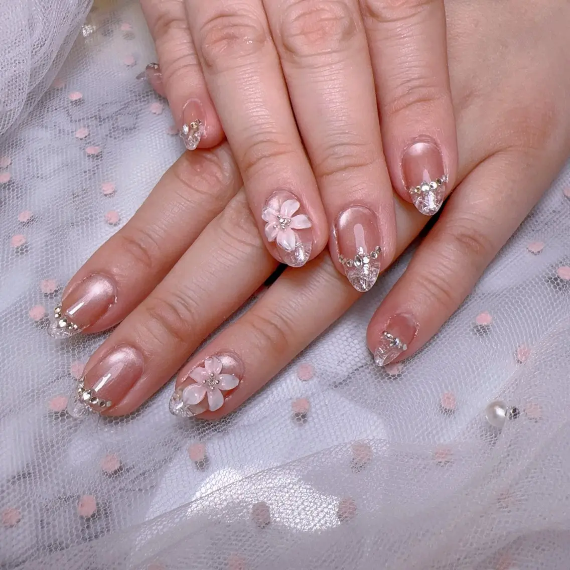 ネイル オーロラネイル フットネイル 韓国ネイル ラメ(グリッター) ラメグラデーション ハンドネイル Belle nail salon 新小岩のネイルデザイン