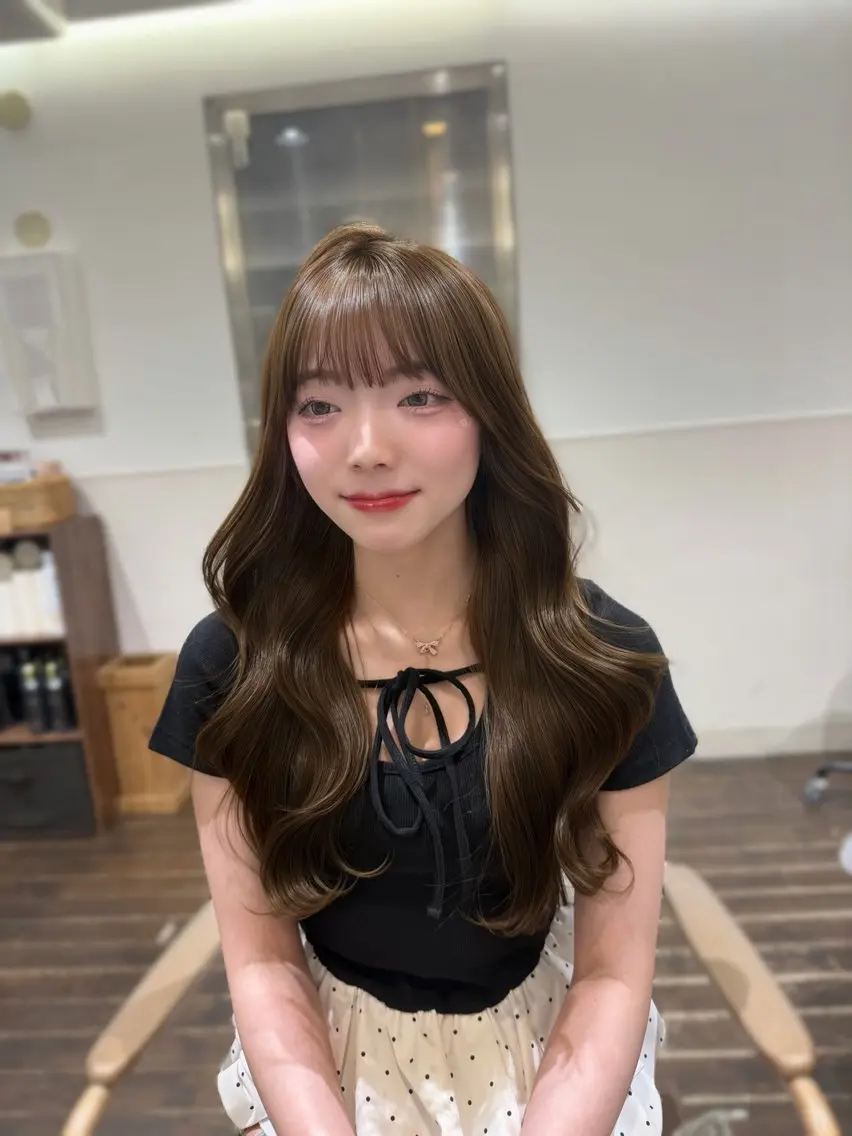 ミディアム カラー ヘアアレンジ カット ヘアカラー 顔周り/透明感/銀座 🩵rinoのヘアスタイル