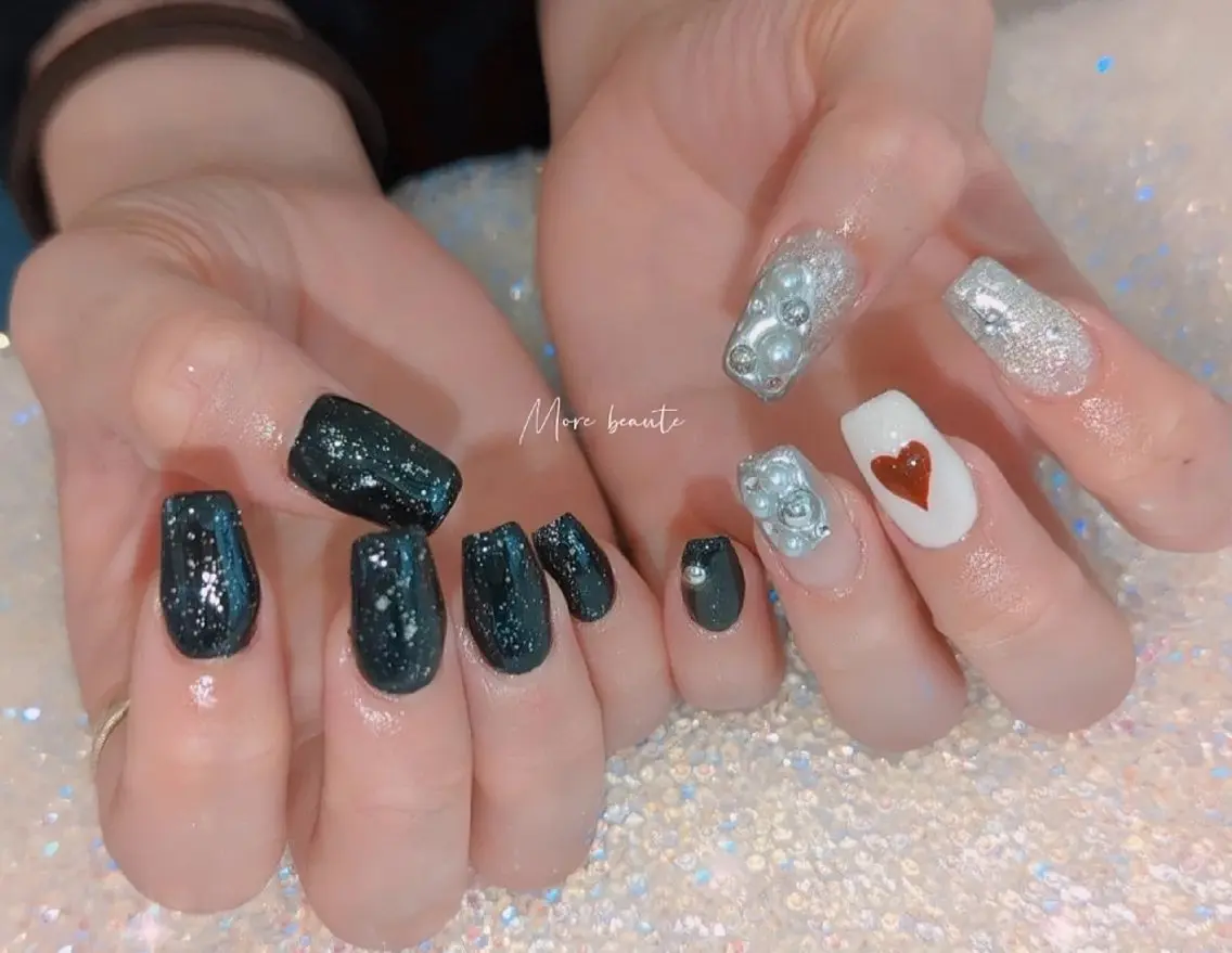 ネイル アートネイル ジェルネイル ハート 韓国ネイル マグネットネイル ハンドネイル I LOVE ME NAIL.。.:*♡のネイルデザイン
