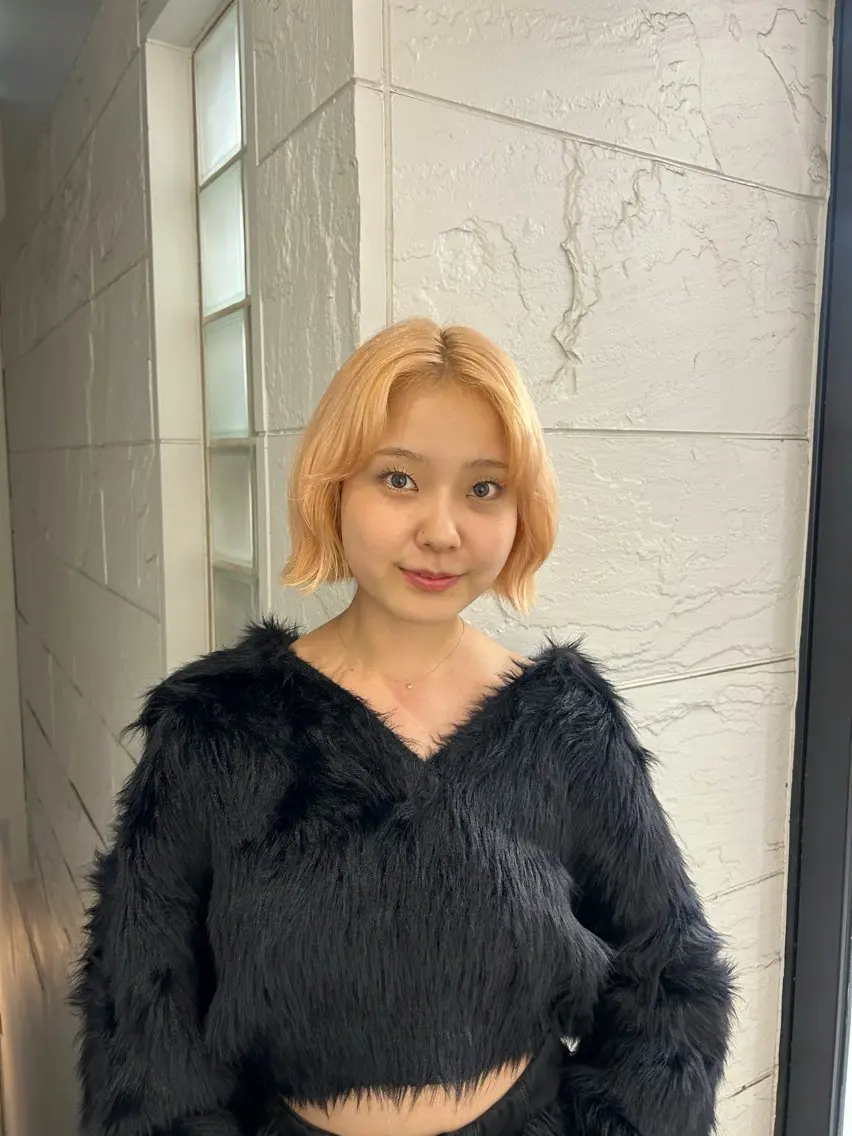 ミディアム カラー オレンジ ピンクカラー ダメージレスカラー /ひなののヘアスタイル