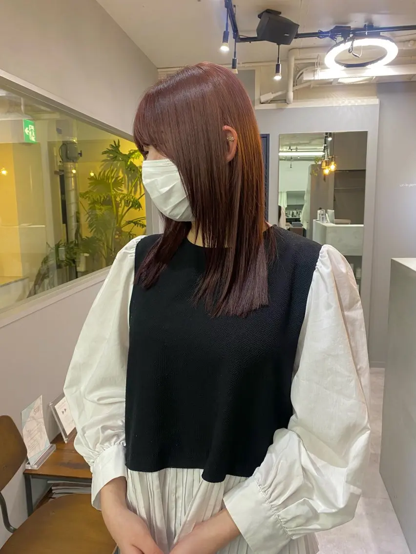 ミディアム カラー ラベンダーカラー ラベンダーピンク ピンクカラー 顔まわりレイヤー 顔周りカット きよはらちさき🍑 柔らかカラー🌱🫧のヘアスタイル