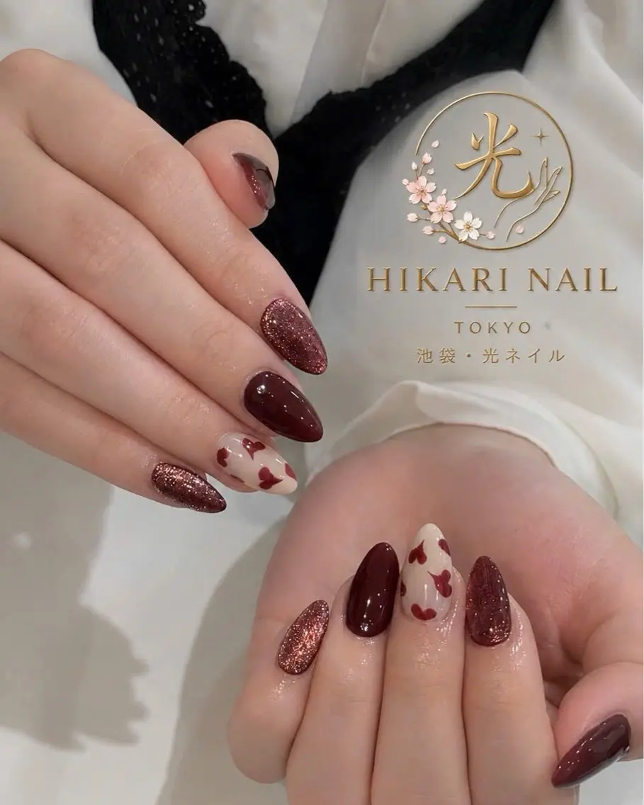 ネイル チークネイル 長さ出し フレンチネイル ガーリー ハート ハンドネイル HikariNail Ikebukuroのネイルデザイン