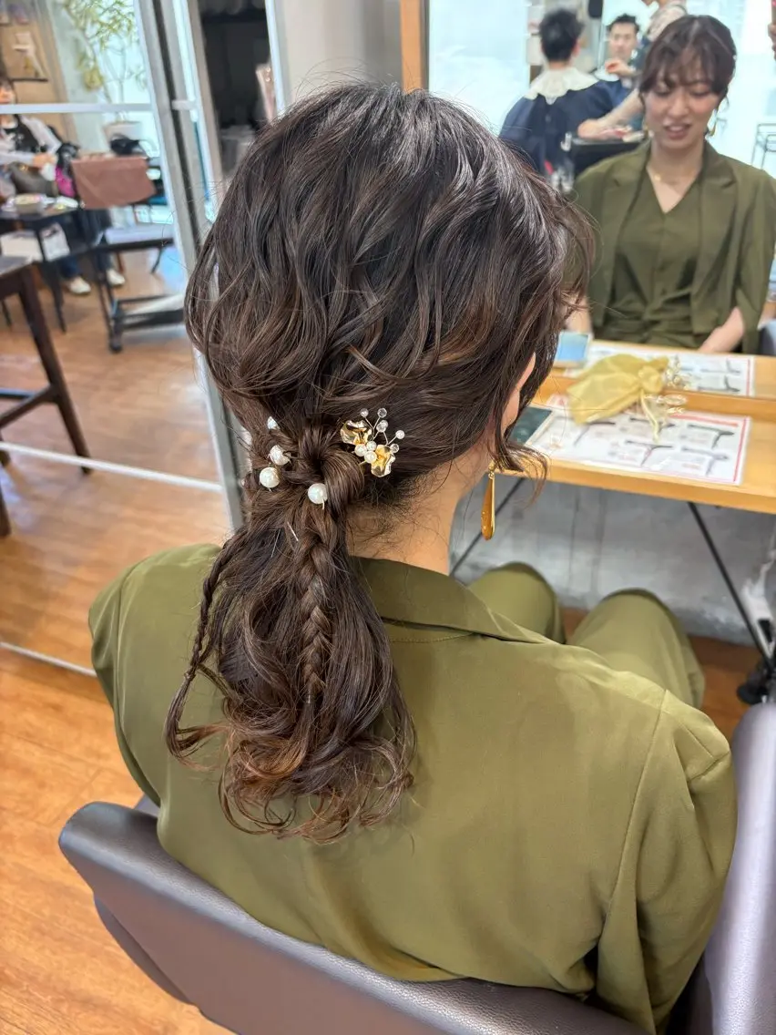 セミロング ヘアアレンジ ヘアセット 加藤志保 🎗️🫧モデル募集のヘアスタイル