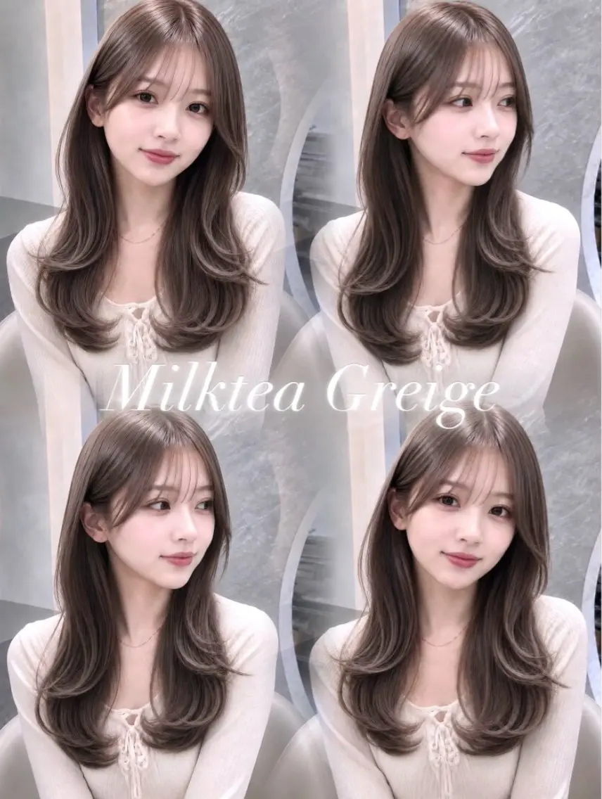 セミロング カラー ヘアアレンジ 黒髪 ブルーカラー ブルーブラック 透明感カラー グレージュ ヘアカラー 🖤kana韓国ヘア 艶髪カラー特化🖤のヘアスタイル