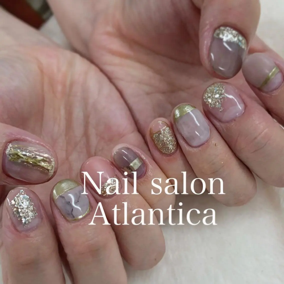 セミロング ネイル ニュアンスネイル ショートネイル ハンドネイル Nail salon ✩ アトランティカのネイルデザイン