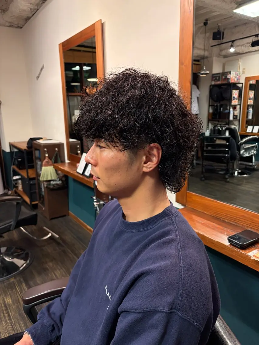 セミロング セミロングパーマ ウルフカット カット パーマ 早稲田/メンズ専門 /フェード/葛西裕季のヘアスタイル