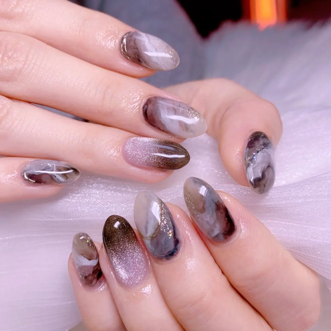 ネイル 成人式 ニュアンスネイル 冬ネイル ハンドネイル Nail Yunaのネイルデザイン