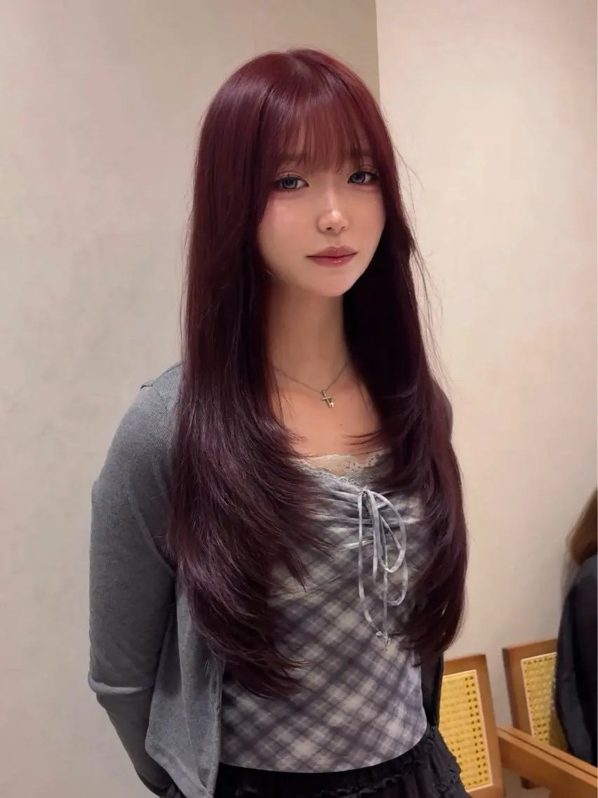 ロング カラー ブリーチ ダブルカラー ラベンダーカラー ブリーチなしカラー ピンクカラー ヘアカラー 🩵福岡ブリーチなし レイヤー/紫音🩵のヘアスタイル