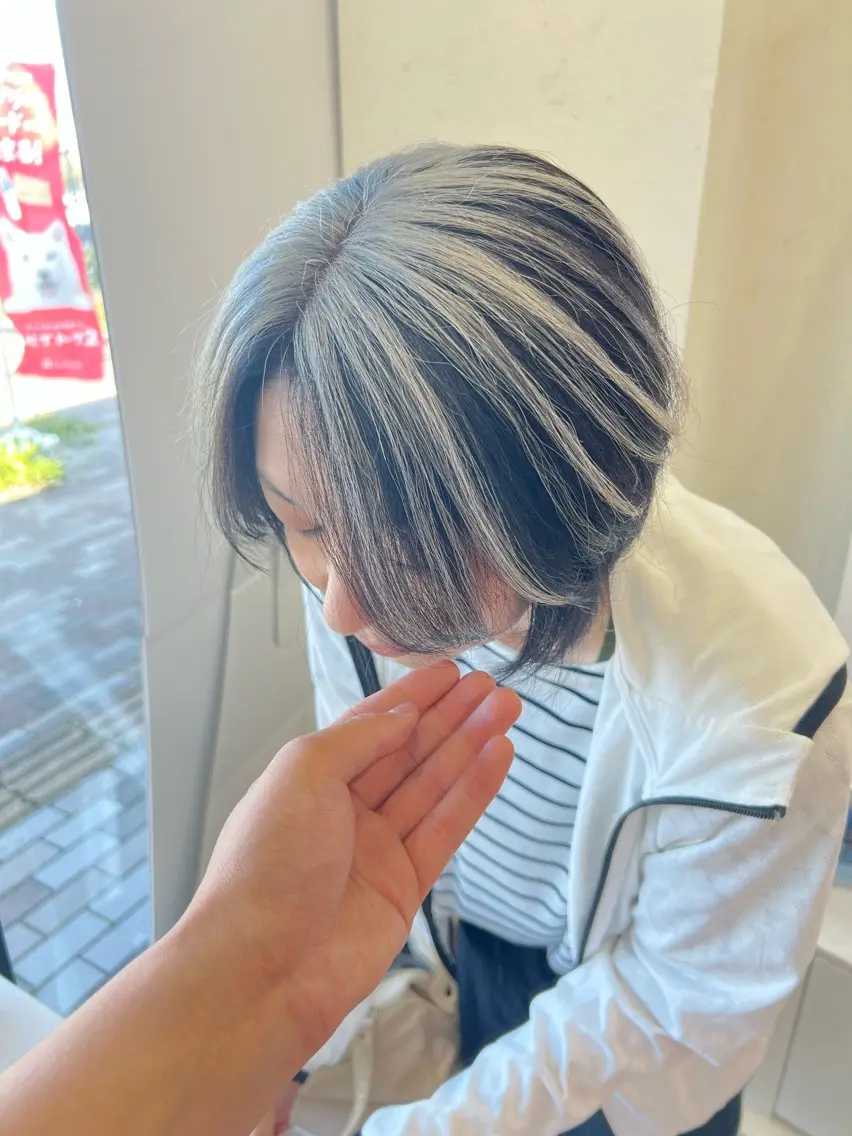 ショート カラー ヘアカラー 太白区/白髪ぼかし ハイライト/千葉達人のヘアスタイル