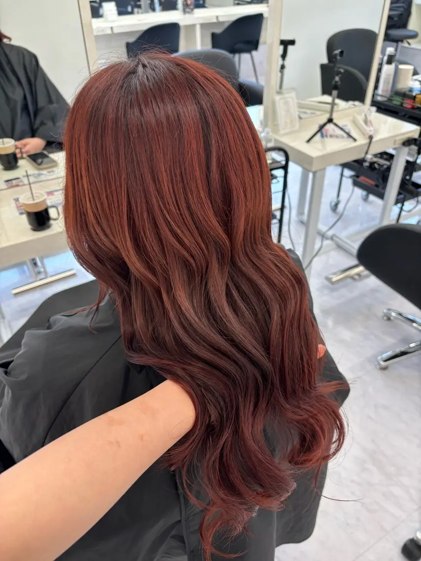 ロング カラー ブリーチ ブラウンカラー 透明感カラー ブリーチなしカラー オレンジ ヘアカラー Ayano‪‪🎀似 合わせ×透明感🎀のヘアスタイル