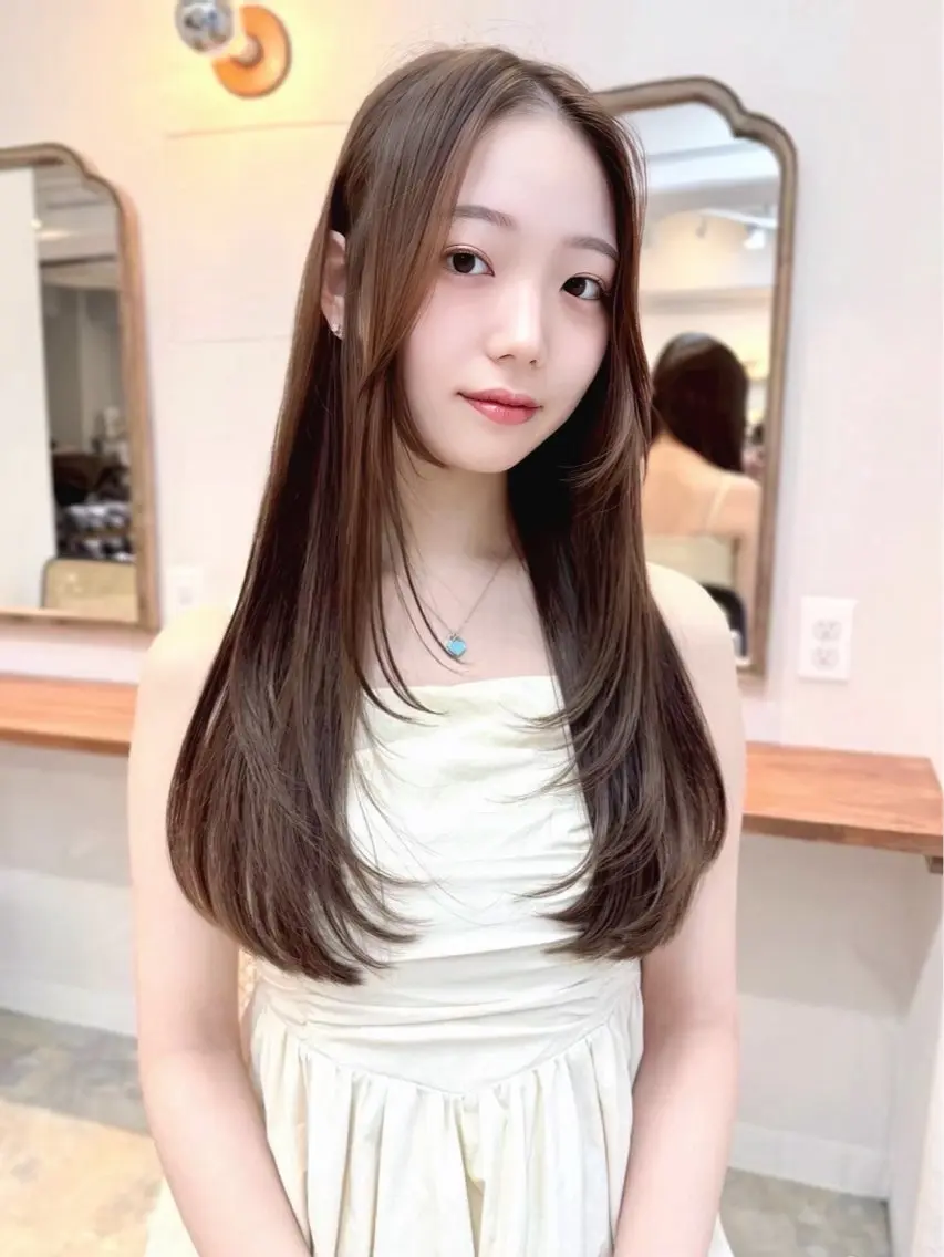 ロング カラー 🎀ブリーチなしカラ ー🎀韓国ヘアのヘアスタイル