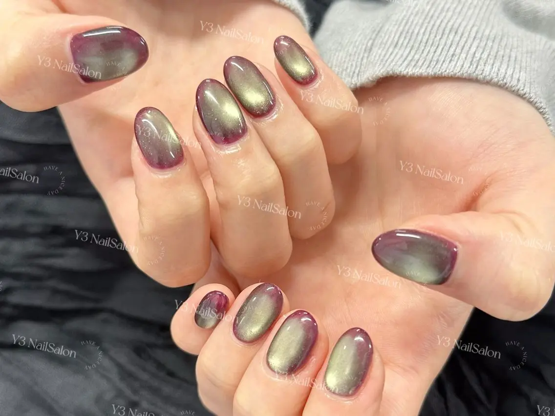 ネイル ボルドー マグネットネイル 持ち込み ハンドネイル Y3 NailSalonのネイルデザイン