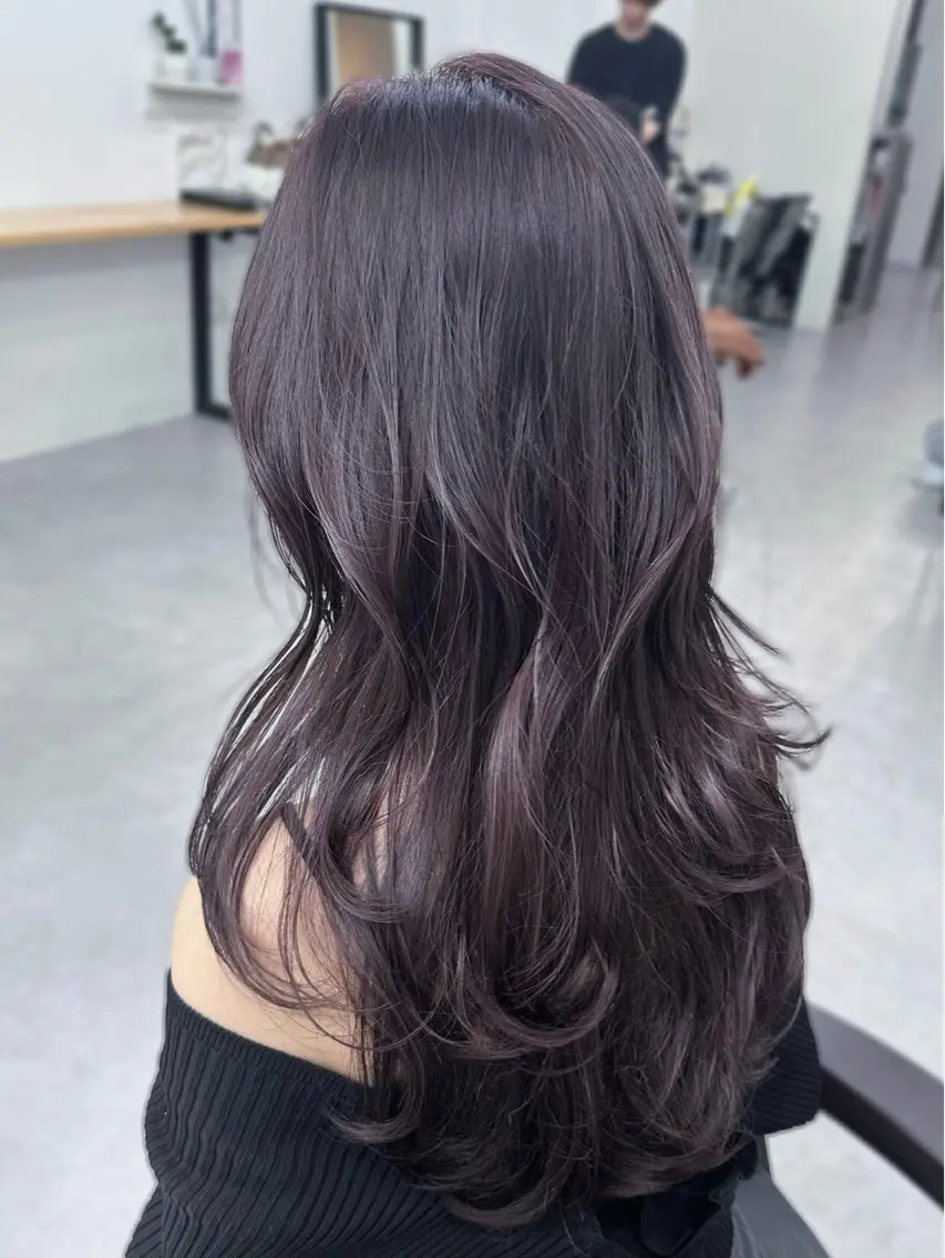 ロング カラー ブリーチ 透明感カラー ラベンダーカラー ブリーチなしカラー 木村 美紅のヘアスタイル