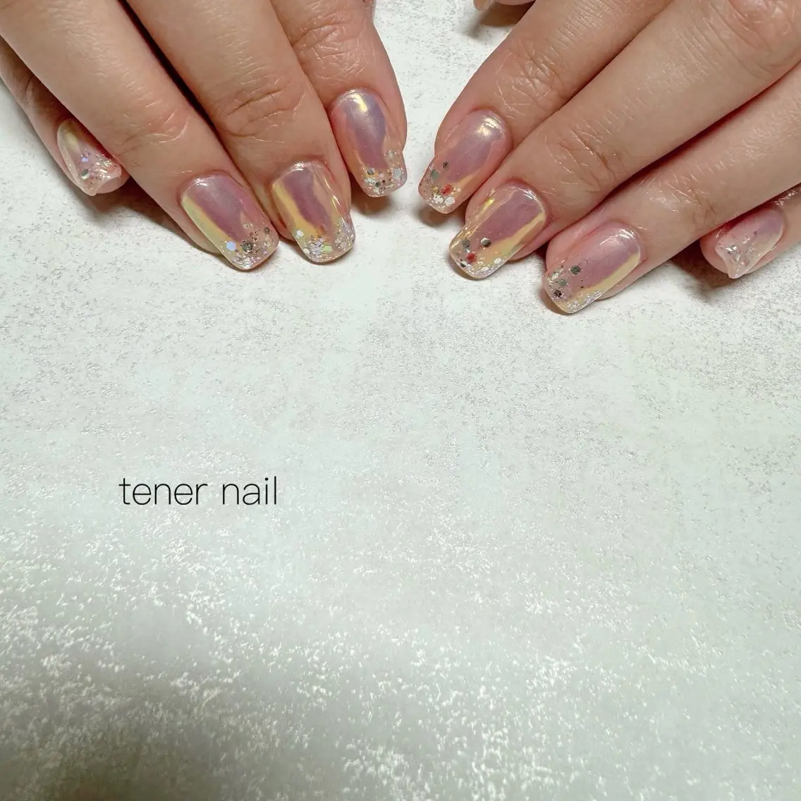 ネイル オーロラネイル ホログラムネイル キラキラネイル ハンドネイル テネルネイル tener nailのネイルデザイン