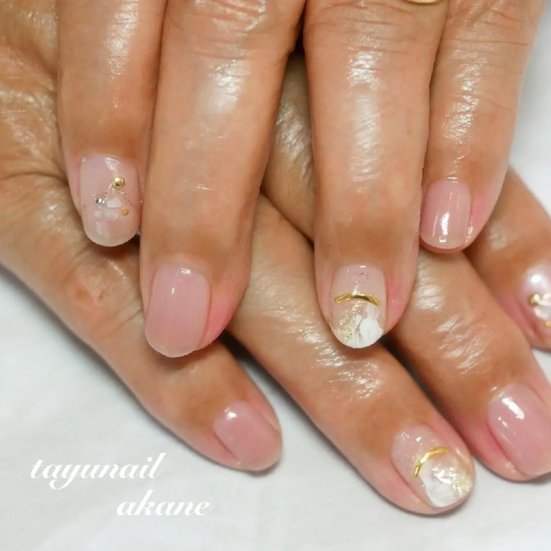 ネイル アートネイル ブルー ジェルネイル ゴールド 大理石ネイル(マーブル) ネイルサロン 【たゆnail】のネイルデザイン