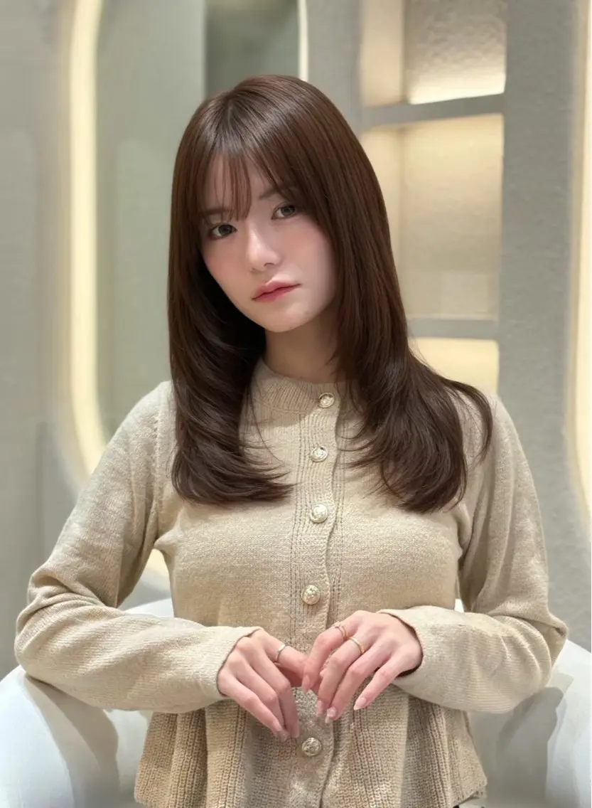 ミディアム カラー カット ヘアカラー トリートメント 🦋韓国風レイヤー/ 艶髪矯正🦋凛太郎のヘアスタイル