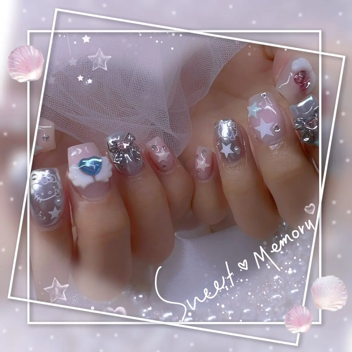 ネイル チークネイル フレンチネイル ガーリー ガラスフレンチ グラデーション ハンドネイル ハンドケア Chill Nailsalonのネイルデザイン
