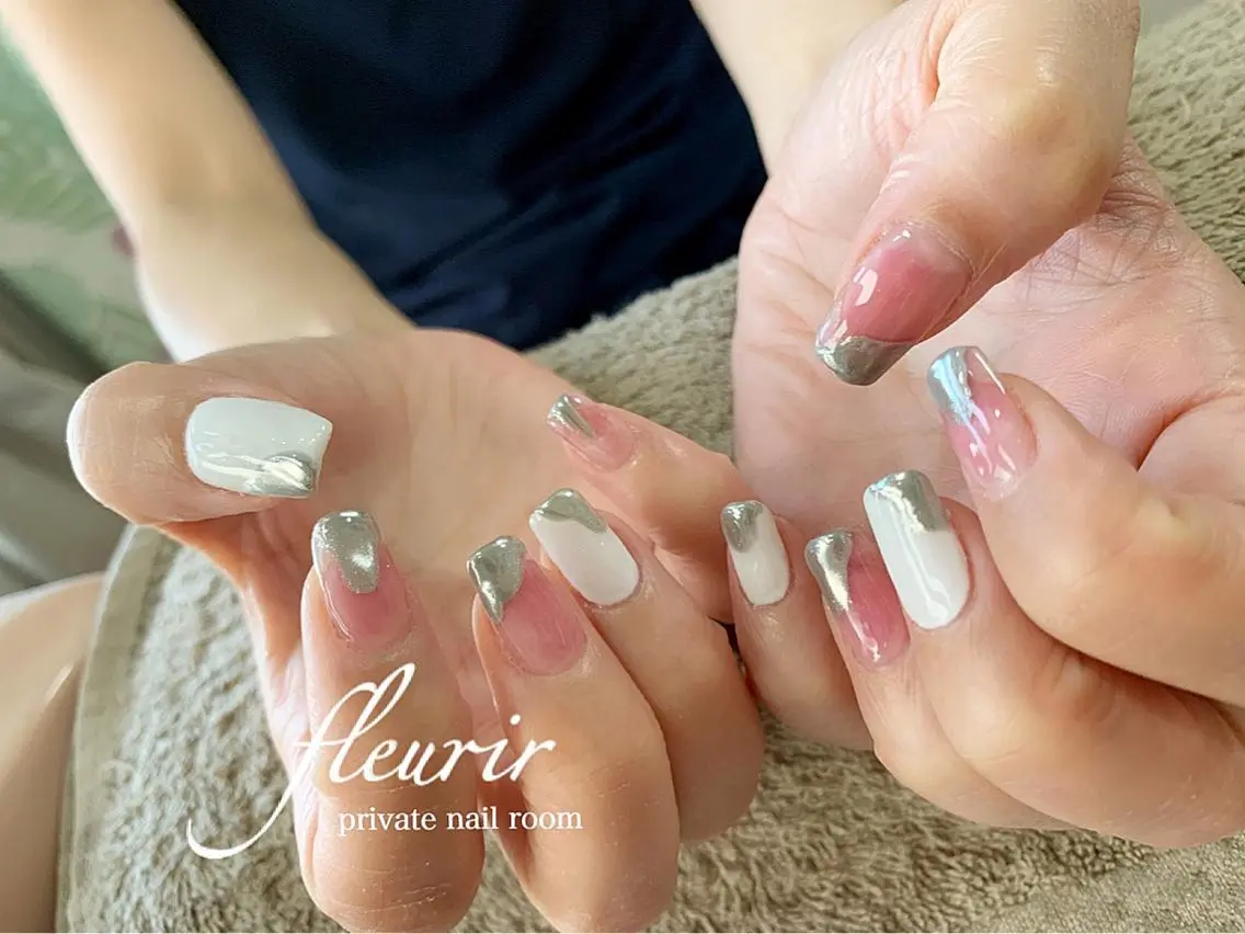 ネイル ニュアンスネイル ピンク フルリール 【プライベートサロンのネイルデザイン