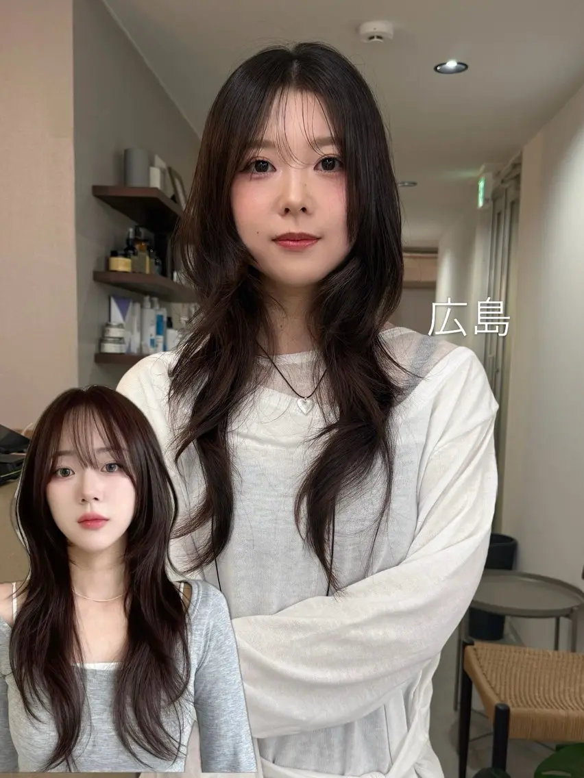 ロング ハッシュカット 韓国風ヘア カット トリートメント 【韓国レイヤー特化 ハッシュカット】のヘアスタイル