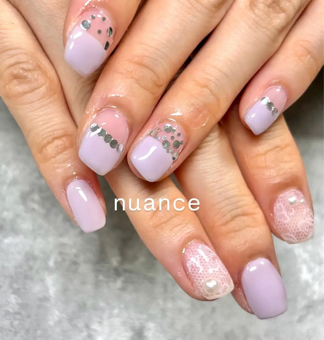 ネイル アートネイル レース 持ち込み ニュアンスネイル シンプルネイル Natsumi 【protea】のネイルデザイン