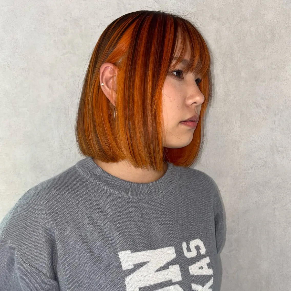 ショート カラー ブリーチ オレンジ ボブ ヘアカラー ★デザインカラー ハイトーン ももか★のヘアスタイル
